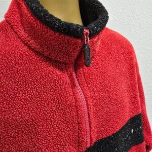 Gant USA Red Sherpa 1/4 zip Pullover Mens Sz XL Red Blue Pouch Drawstring Waist
